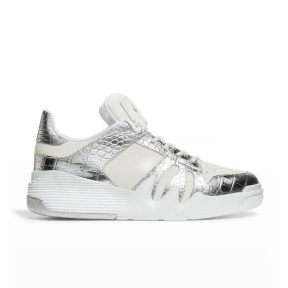 GIUSEPPE ZANOTTI Men Birel Vague Bianco Croc-Embossed Leather Sneakers 44 US 11 - Picture 1 of 14